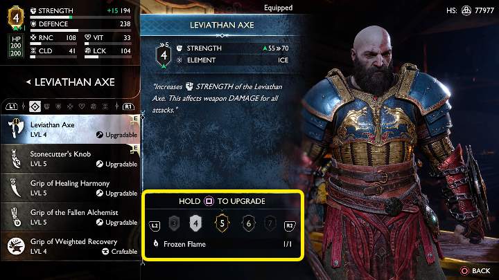 Do ulepszenia broni będziecie potrzebować specjalnych, rzadkich składników rzemieślniczych, które zdobędziecie w trakcie przechodzenia głównej historii gry God of War Ragnarok - God of War Ragnarok: Bronie - God of War Ragnarok - poradnik do gry