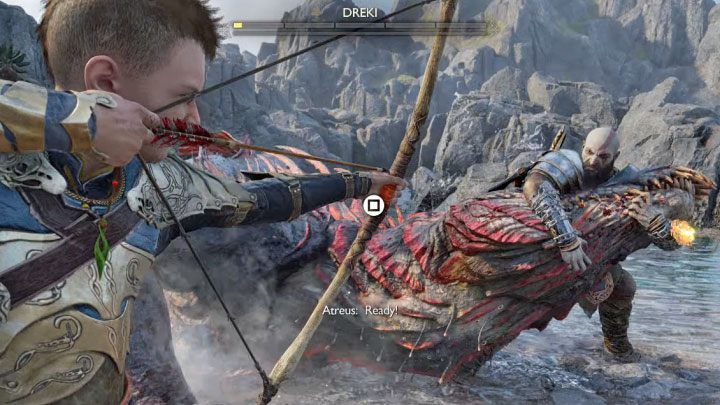 Nie pokonacie od razu Drekiego, bo musicie zaliczyć też 2 szybkie QTE - God of War Ragnarok: Jak pokonać bossa Dreki? - God of War Ragnarok - poradnik do gry
