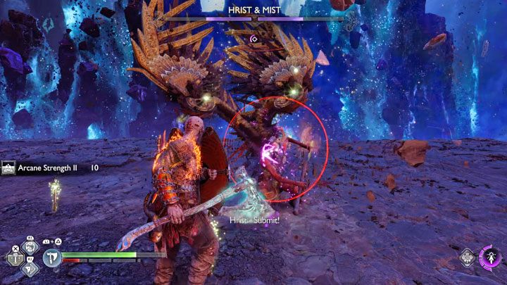 Do ostatniej części bitwy awansujecie po ponownym wyczerpaniu pasków energii walkirii - Hrist i Mist po raz ostatni (częściowo) zregenerują się - God of War Ragnarok: Jak pokonać walkirie Hrist i Mist? - God of War Ragnarok - poradnik do gry