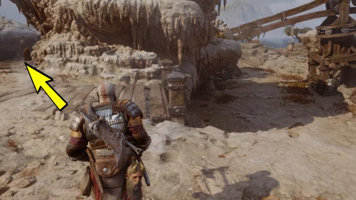 Gdy wyjdziecie z łódki użyjcie uchwytu po lewej stronie i wskoczcie na górę - God of War Ragnarok: Mokradła Aurvangar (Aurvangar Wetlands), Svartalfheim - sekrety, znajdźki - God of War Ragnarok - poradnik do gry