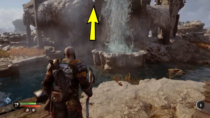 Używając topora, zamroźcie gejzer przy skale - God of War Ragnarok: Mokradła Aurvangar (Aurvangar Wetlands), Svartalfheim - sekrety, znajdźki - God of War Ragnarok - poradnik do gry