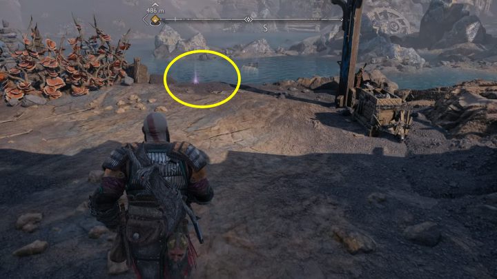 Gdy dostaniecie się do kopalni, zejdźcie na niższy poziom terenu i uwolnijcie łańcuch, który doprowadzi Was do artefaktu - God of War Ragnarok: Kopalnia Jarnsmida (Jarnsmida Pitmines), Svartalfheim - sekrety, znajdźki - God of War Ragnarok - poradnik do gry