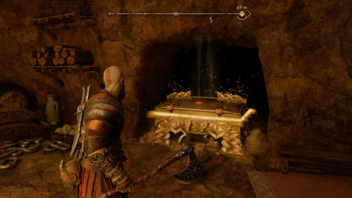 Skrzynia leży w sekretnym pomieszczeniu, w którym znajduje się też nora draugrów - God of War Ragnarok: Ogryzek (The Applecore), Svartalfheim - sekrety, znajdźki - God of War Ragnarok - poradnik do gry
