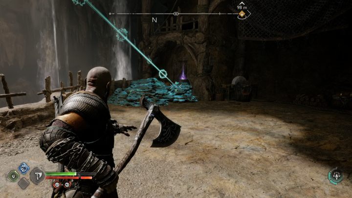 Skorzystajcie z uchwytu, aby przedostać się na drugą stronę pomieszczenia - God of War Ragnarok: Ogryzek (The Applecore), Svartalfheim - sekrety, znajdźki - God of War Ragnarok - poradnik do gry