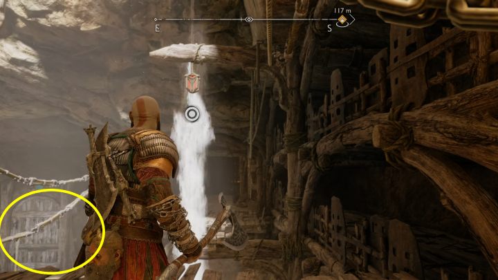 Drzwi do pomieszczenia z norą draugrów znajdziecie za uchwytem, który doprowadzi Was do sekretnego obszaru Ogryzka - God of War Ragnarok: Ogryzek (The Applecore), Svartalfheim - sekrety, znajdźki - God of War Ragnarok - poradnik do gry