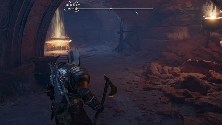 Zeskoczcie w dół i rozbijcie przeszkodę blokującą wejście do małej jaskini - God of War Ragnarok: Strond (The Strond) - Alfheim, sekrety, znajdźki - God of War Ragnarok - poradnik do gry