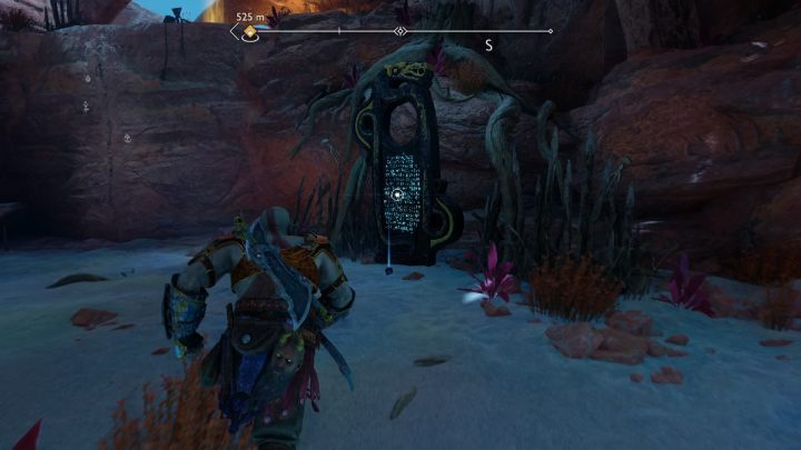 Wejdźcie pod szkielet od strony głowy i wspinajcie się po ścianach na wyższe obszary - God of War Ragnarok: Pustkowia (The Barrens), Alfheim - sekrety, znajdźki - God of War Ragnarok - poradnik do gry