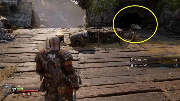 Małe przejście zlokalizowane jest niedaleko miejsca, z którego wyskoczą potwory - God of War Ragnarok: Nidavellir, Svartalfheim - sekrety, znajdźki - God of War Ragnarok - poradnik do gry