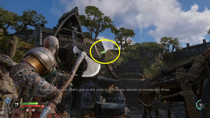 Znajdziecie go siedzącego na dachu budynku, niedaleko sklepu Sindriego - God of War Ragnarok: Nidavellir, Svartalfheim - sekrety, znajdźki - God of War Ragnarok - poradnik do gry