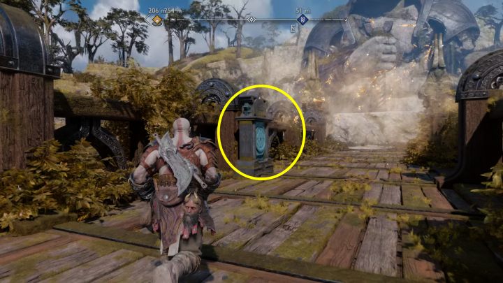 Wskoczcie na drewnianą platformę i wbijcie włócznię w belkę - God of War Ragnarok: Duch rebelii (Spirit of Rebellion) - przysługa, solucja, opis przejścia - God of War Ragnarok - poradnik do gry