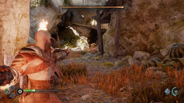 Używajcie bomb, które co chwilę pojawiają się w naczyniu i starajcie się odbijać ataki Ormstrungi tarczą - God of War Ragnarok: Zaginiony skarb (The Lost Treasure) - przysługa, solucja, opis przejścia - God of War Ragnarok - poradnik do gry