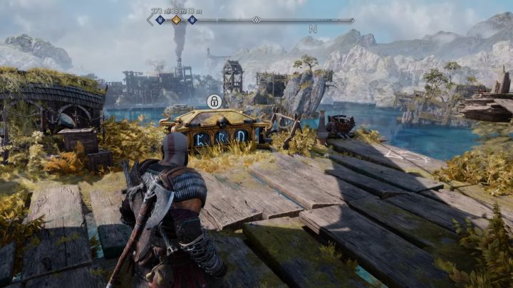 Jedna z run jest po lewej stronie skrzyni - God of War Ragnarok: Platforma Radsvinna (Radsvinns Rig), Svartalfheim - sekrety, znajdźki - God of War Ragnarok - poradnik do gry