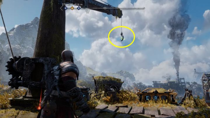 Rzućcie toporem w ptaka, aby zaliczyć znajdźkę - God of War Ragnarok: Platforma Radsvinna (Radsvinns Rig), Svartalfheim - sekrety, znajdźki - God of War Ragnarok - poradnik do gry