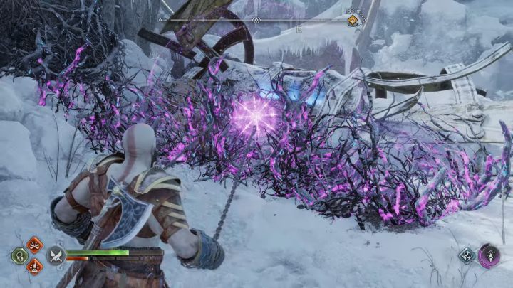 Gdy przejdziecie pod szczątkami posągu, po prawej stronie znajdziecie pnącza - God of War Ragnarok: Wybrzeże Dziewięciu (Shores of Nine), Midgard - sekrety, znajdźki - God of War Ragnarok - poradnik do gry