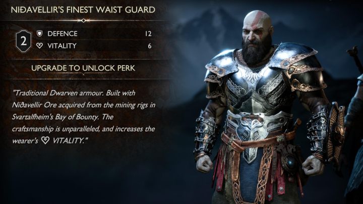 Umiejętność pancerza na tułów z tego zestawu zapewni impuls zdrowia, za każdym razem, gdy ogłuszycie i złapiecie wroga za pomocą R3 - God of War Ragnarok: Najlepsze pancerze - God of War Ragnarok - poradnik do gry