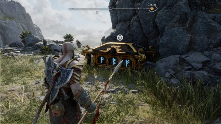 Skrzynia będzie stała przy skałach, w pobliżu miejsca, w którym stoczycie walkę z mini-bossem Dreki - God of War Ragnarok: Kuźnia (The Forge), Svartalfheim - sekrety, znajdźki - God of War Ragnarok - poradnik do gry