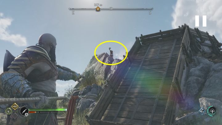 3 runa jest na skale przy torach - God of War Ragnarok: Kuźnia (The Forge), Svartalfheim - sekrety, znajdźki - God of War Ragnarok - poradnik do gry