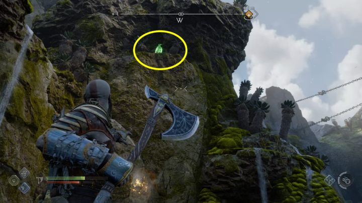 Ptak będzie siedział na skale, niedaleko windy - God of War Ragnarok: Kuźnia (The Forge), Svartalfheim - sekrety, znajdźki - God of War Ragnarok - poradnik do gry