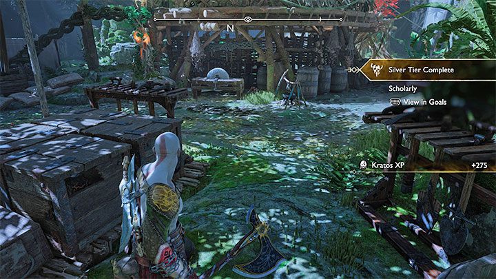 Zwój leży na ziemi w obozowisku, niedaleko żurawia, którym można obracać - God of War Ragnarok: Opuszczona wioska (The Abandoned Village), Vanaheim - sekrety, znajdźki - God of War Ragnarok - poradnik do gry