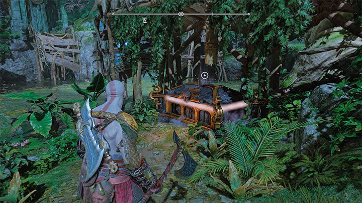 Skrzynia znajduje się obok zniszczonego mostu - God of War Ragnarok: Opuszczona wioska (The Abandoned Village), Vanaheim - sekrety, znajdźki - God of War Ragnarok - poradnik do gry