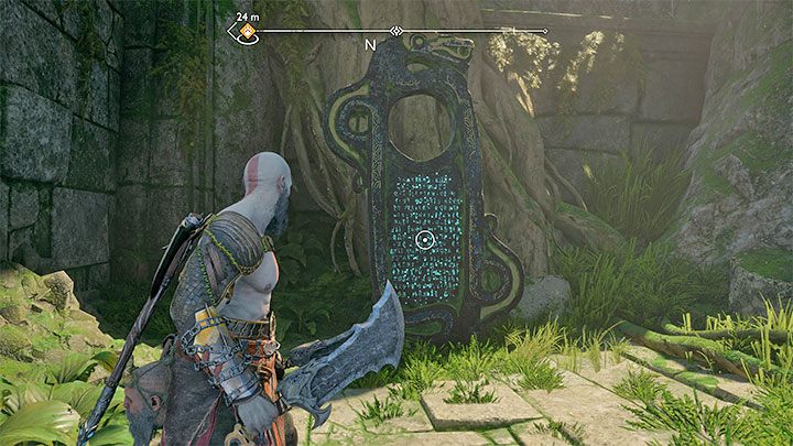 Tablica z runami znajduje się obok sklepu krasnoludów z tego regionu - God of War Ragnarok: Delta rzeczna (River Delta), Vanaheim - sekrety, znajdźki - God of War Ragnarok - poradnik do gry