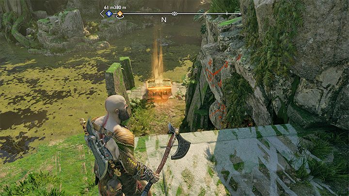 Musicie teraz przejść przez jaskinie i dotrzeć na północny kraniec Zasnutego przejścia - God of War Ragnarok: Ruiny wśród klifów (Cliffside Ruins), Vanaheim - sekrety, znajdźki - God of War Ragnarok - poradnik do gry