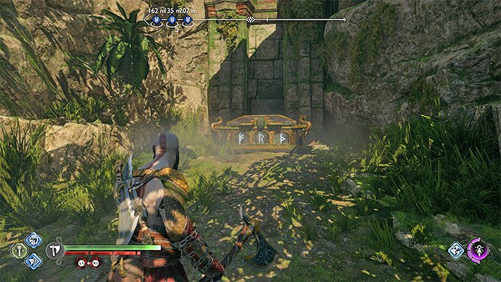 Skrzynia z runami jest w zachodniej części dolnego obszaru - God of War Ragnarok: Ruiny wśród klifów (Cliffside Ruins), Vanaheim - sekrety, znajdźki - God of War Ragnarok - poradnik do gry