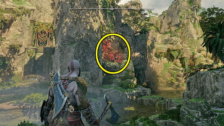 Tarczę 2 znajdziecie na prawo od skrzyni - God of War Ragnarok: Ruiny wśród klifów (Cliffside Ruins), Vanaheim - sekrety, znajdźki - God of War Ragnarok - poradnik do gry