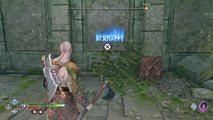 Niebieskie runy znajdziecie na jednej ze ścian - God of War Ragnarok: Wschodnie lasy Barri (Eastern Barri Woods), Vanaheim - sekrety, znajdźki - God of War Ragnarok - poradnik do gry