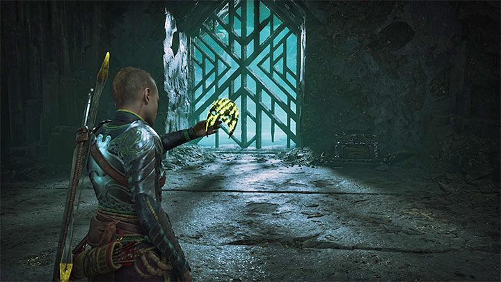 Dotrzyjcie do nowej zamkniętej kraty i użyjcie maski żeby ustalić dalszą drogę - God of War Ragnarok: Koszmary z Hel (Unleashing Hel) - solucja, opis przejścia - God of War Ragnarok - poradnik do gry