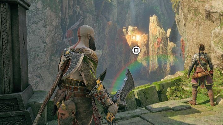 Zaczekajcie na pojawienie się ikony - wciśnijcie Kwadrat, a wypowiedziana zostanie runa i brama odsłoni przejście - God of War Ragnarok: Odblokowanie bramy do południowego Vanaheim (Ruiny wśród klifów) - God of War Ragnarok - poradnik do gry