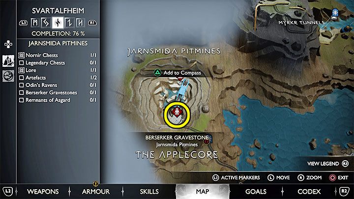 Nagrobek berserka jest w regionie Kopalnia Jarnsmida (Jarnsmida Pitmines) w Svartalfheim - God of War Ragnarok: Jak pokonać berserków Bodvar Zaciekły (Bodvar the Fierce) i Starolfr Nieznośna (Starolfr the Troublesome)? - God of War Ragnarok - poradnik do gry