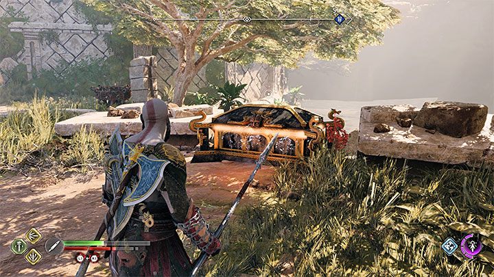 Skrzynia z runami jest we wschodniej części regionu, do której możecie dopłynąć łodzią (dopiero po otwarciu zapory w Dżungli) - God of War Ragnarok: Zapadliska (The Sinkholes), Vanaheim - sekrety, znajdźki - God of War Ragnarok - poradnik do gry