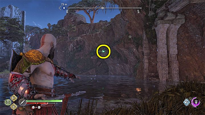 Kruk siedzi na skałach nad rzeką w północno-wschodniej części regionu - God of War Ragnarok: Zapadliska (The Sinkholes), Vanaheim - sekrety, znajdźki - God of War Ragnarok - poradnik do gry