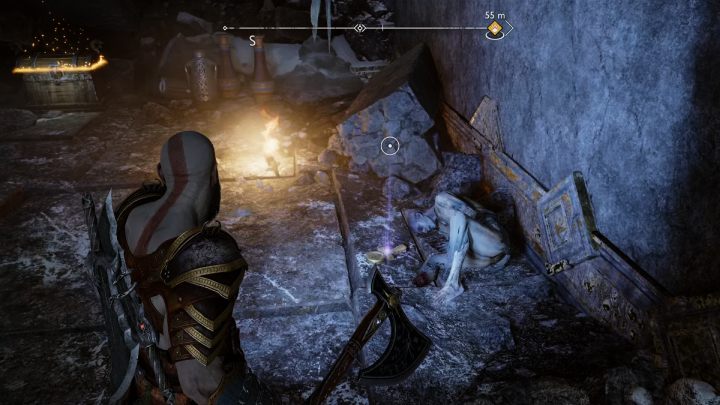 Gdy przesuniecie łańcuch, odkryte zostaną schody prowadzące do sekretnego pomieszczenia - God of War Ragnarok: Wioślarze (The Oarsmen), Midgard - sekrety, znajdźki - God of War Ragnarok - poradnik do gry