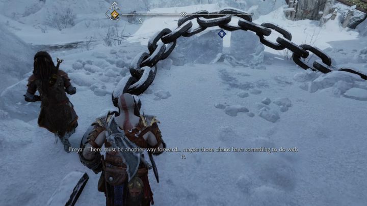 Wejdźcie po ścianie na wyższy teren, następnie skorzystajcie z łańcucha, aby wspiąć się jeszcze wyżej - God of War Ragnarok: Wioślarze (The Oarsmen), Midgard - sekrety, znajdźki - God of War Ragnarok - poradnik do gry