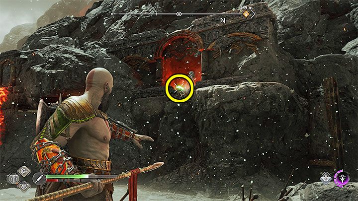 Kruk siedzi na skałach na północ od centralnej części kuźni, tzn - God of War Ragnarok: Kuźnia Surtra (Surtrs Forge), Muspelheim - sekrety, znajdźki - God of War Ragnarok - poradnik do gry