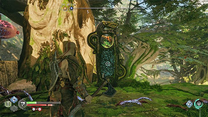 Na dachu znajdziecie kolejną pionową tablicę z runami - God of War Ragnarok: Ogród Noatun (Noatun Garden), Vanaheim - sekrety, znajdźki - God of War Ragnarok - poradnik do gry