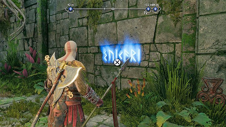 Niebieskie runy są na ścianie w południowej części regionu - God of War Ragnarok: Świątynia Frei (Vanir Shrine), Vanaheim - sekrety, znajdźki - God of War Ragnarok - poradnik do gry