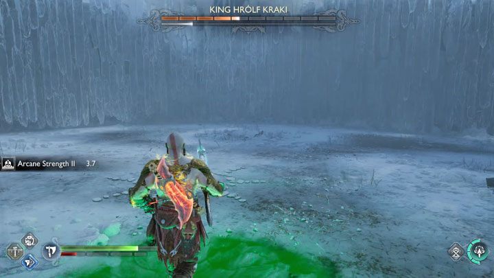 Lądowanie z dużą siłą na arenie - To czerwony atak - God of War Ragnarok: Jak pokonać finałowego berserka Król Hrolf Kraki (King Hrolf Kraki)? - God of War Ragnarok - poradnik do gry