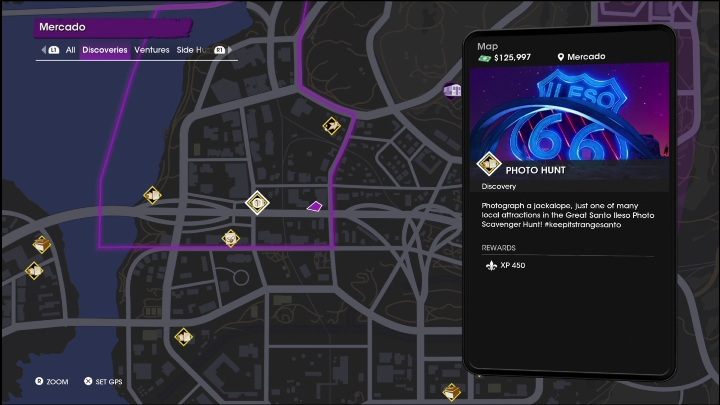 Ta aktywność Fotograficzne polowanie znajduje się w centralnej części lokacji, na rozstaju głównych dróg - Saints Row 2022: Odkrycia (Mercado) - lista i opisy aktywności - Saints Row - poradnik do gry