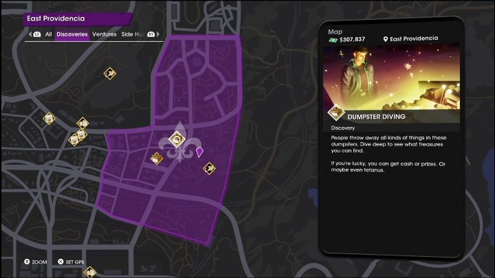 Aktywność Śmiecionurek znajduje się w centralnej części dzielnicy Wschodnia Providencia - Saints Row 2022: Odkrycia (Wschodnia Providencia)- lista i opisy aktywności - Saints Row - poradnik do gry
