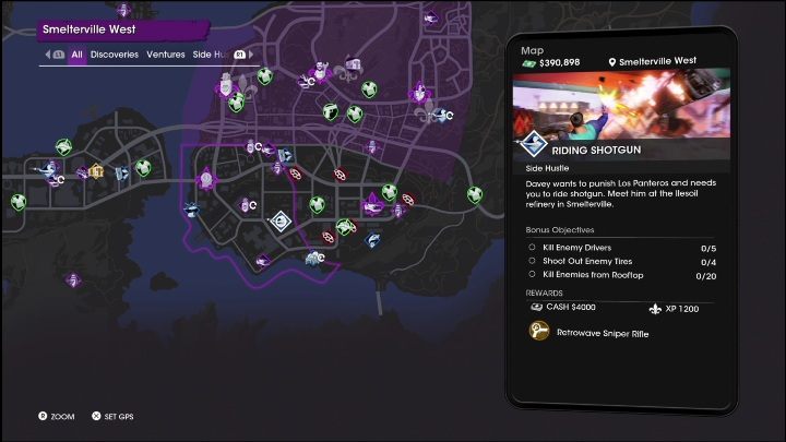 Nagrody za wykonanie aktywności pobocznej Jazda ze strzelbą - Saints Row 2022: Skoki na boku (Zachodnie Smelterville) - lista i opisy aktywności - Saints Row - poradnik do gry