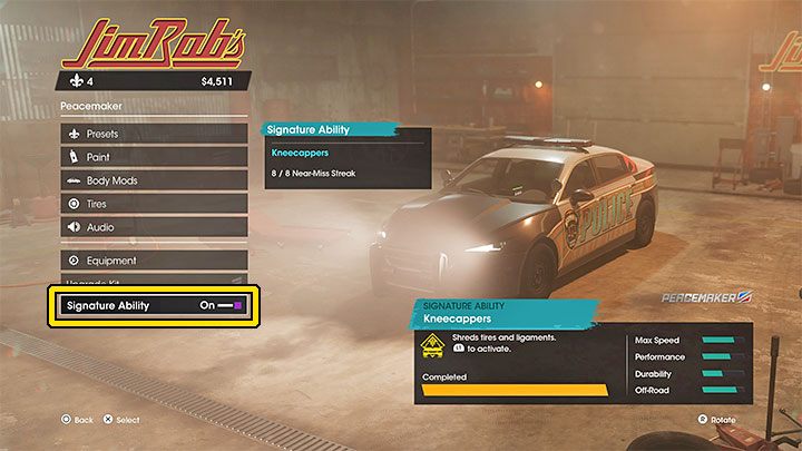 Musicie dotrzeć do garażu i przejść do opcji modyfikacji pojazdu - Saints Row 2022: Zdolności charakterystyczne (Signature Ability) - Saints Row - poradnik do gry