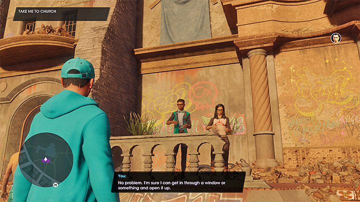 W trakcie zmagań może dochodzić do zacinania się, glitchowania i blokowania innych postaci - zarówno sojuszników (przykład na obrazku z misji z przejęcia kościoła), jak i przeciwników - Saints Row 2022: Bugi i problemy techniczne - zawieszanie się, glitche - Saints Row - poradnik do gry