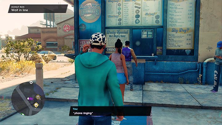 Zleceniodawca misji to Eli - wysłuchajcie rozmowy telefonicznej i dotrzyjcie do sklepu z pączkami - Saints Row 2022: Przejażdżka po pączki (Donut Run) - solucja, opis przejścia - Saints Row - poradnik do gry