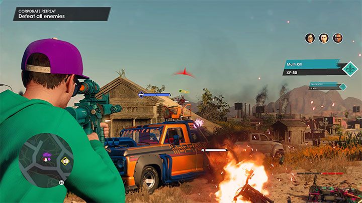 Na zewnątrz kryjówki rozpocznie się ostatnia duża bitwa - musicie pokonać członków gangu oraz nowych żołnierzy Marshall - Saints Row 2022: Wytchnienie od harówki (Corporate Retreat) - solucja, opis przejścia - Saints Row - poradnik do gry