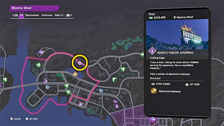 Z sekretem tym powiązany jest diamentowy materiał (Diamond Material) - Saints Row: Cutting Edge - opis przedsięwzięcia, znajdźki Edith - Saints Row - poradnik do gry