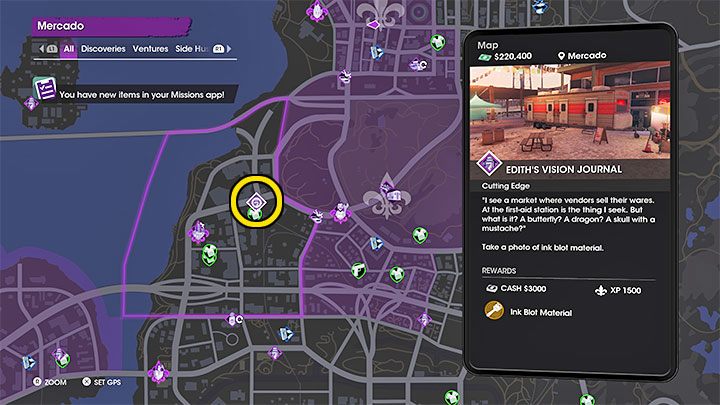Z sekretem tym powiązany jest atramentowy materiał (Ink Blot Material) - Saints Row: Cutting Edge - opis przedsięwzięcia, znajdźki Edith - Saints Row - poradnik do gry