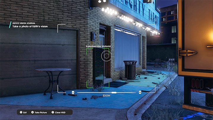 Poszukiwany obiekt jest przy ścianie jednego z budynków, pod niebieską tablicą Naughty Tarot - Saints Row: Cutting Edge - opis przedsięwzięcia, znajdźki Edith - Saints Row - poradnik do gry